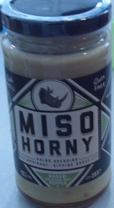 Image: Jar with label "Miso Horny." 