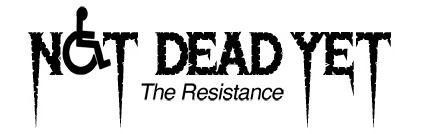 Image:  Logo:  Not Dead Yet -- the Resistance. 