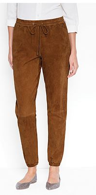 Image: What more do I need to say than "goat suede track pants." They are rust brown, made of goat skin, and shapelessly elasticized.